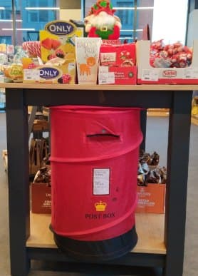 Santa's postbox inside Woodgate Community Shop