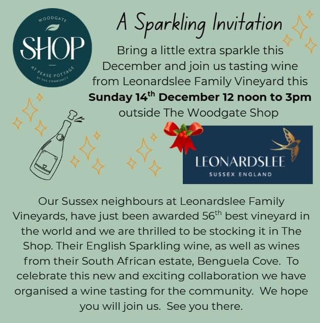 Leonardslee wine tasting poster for Woodgate Community Shop